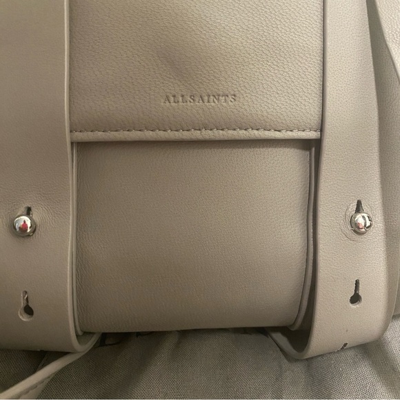 NWT ALLSAINTS Fin Leather Mini Convertible Backpack/Crossbody in Natural Grey main image 15